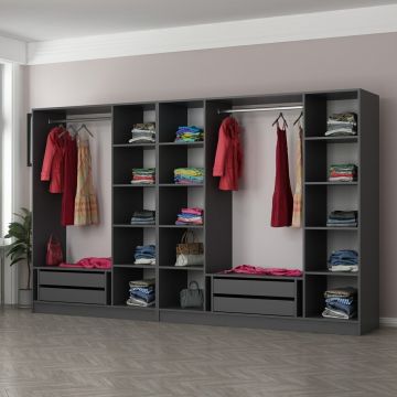 Woody Fashion : Armoire Anthracite - 100% Mélamine | 18mm | 315x210x52