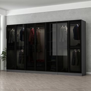 Armoire moderne noire anthracite - Woody Fashion