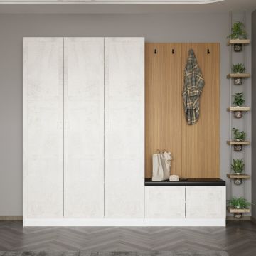 Meuble d'entrée moderne blanc | Woody Fashion | 225x210x35 cm