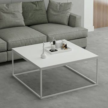 Table basse moderne blanche - Woody Fashion 90x42x90