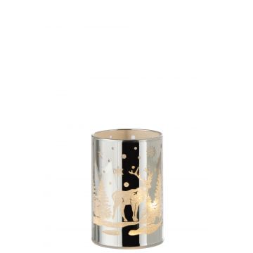 Cylindre decoratif led verre hiver argent small