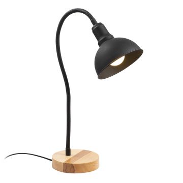 Lampe de table moderne et élégante | Corps en métal | Base en bois | Hauteur 52 cm