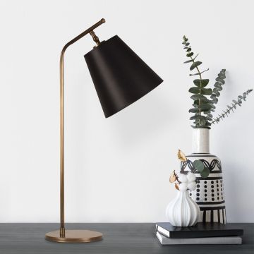Lampe de table élégante et contemporaine | Corps en métal | Vintage noir | 67cm de hauteur