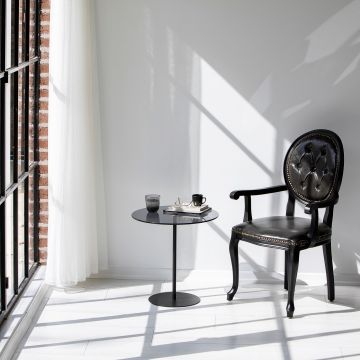 Table d'appoint Locelso | 100 % verre trempé et structure métallique | 50x50x50cm | Noir Gris foncé