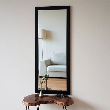 Miroir Locelso | Cadre stratifié | 40x105 cm | Fixation murale | Ajustable | Noir