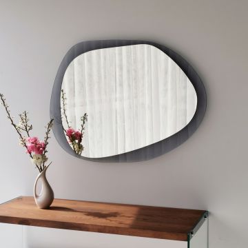 Miroir mural Locelso | 100% verre trempé | 75x55 cm | Couleur fumée