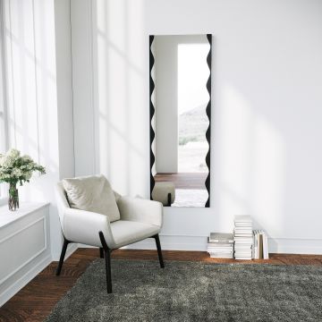 Miroir mural Locelso | 50 cm x 140 cm | 100% métal | Noir