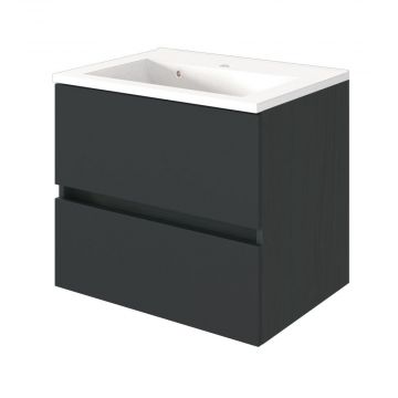 Meuble lavabo Brama 60cm 2 tiroirs - graphite/gris mat