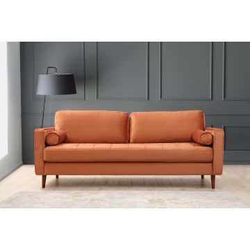 Canapé 3 places | Confort et design unique | Orange | Structure en hêtre
