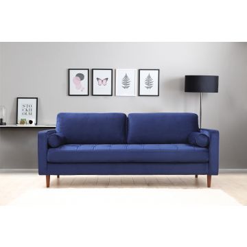 Canapé 3 places confortable et élégant | Bleu marine | Longueur 215cm | Structure en bois de hêtre