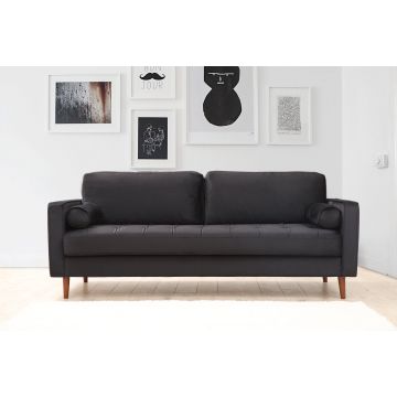 Canapé 3 places Comfort Plus | Design unique | 100% Polyester | Structure en bois de hêtre | Couleur chêne noir