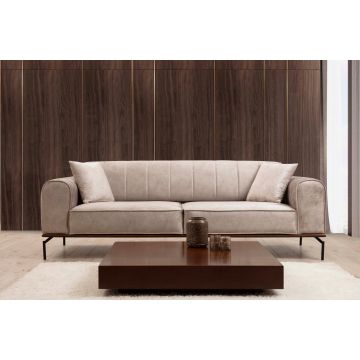 Canapé-lit 3 places | Confort et style | Structure en bois de hêtre | Couleur crème