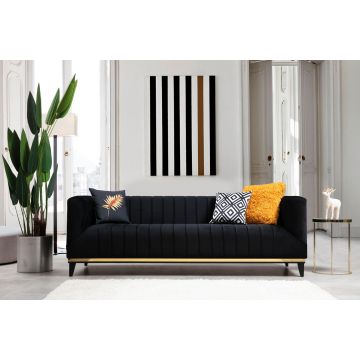Canapé 3 places | Confort et design unique | Structure en bois de hêtre | Tissu 100% polyester | 2 oreillers inclus