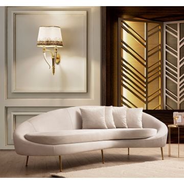 Canapé 3 places | Design confortable | Structure en bois de hêtre | Tissu polyester | Longueur 255cm