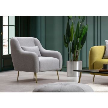 Chaise Wing élégante pour un confort moderne | Structure en bois de hêtre gris | Tissu 100% polyester