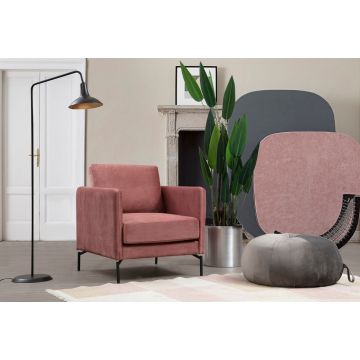 Atelier Del Sofa Wing Chair en tissu polyester rose