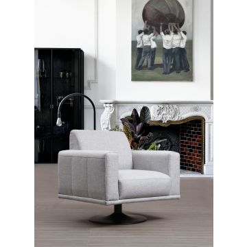 Artie Wing Chair | Structure en bois de hêtre | Tissu polyester gris clair