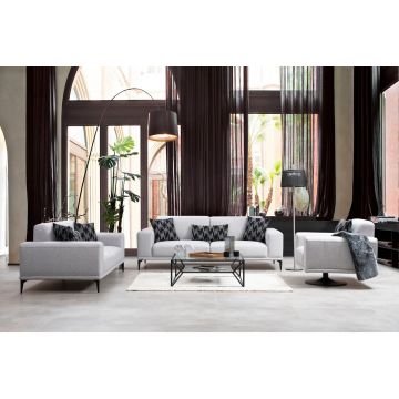 Canapé-lit 3 places Ultimate Comfort - Cadre en bois de hêtre, tissu 100% polyester - Couleur grise