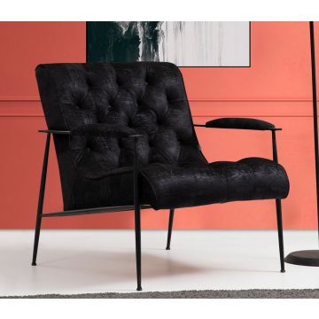 Artie Wing Chair - Structure en bois de hêtre, tissu polyester, 75x80x85 cm