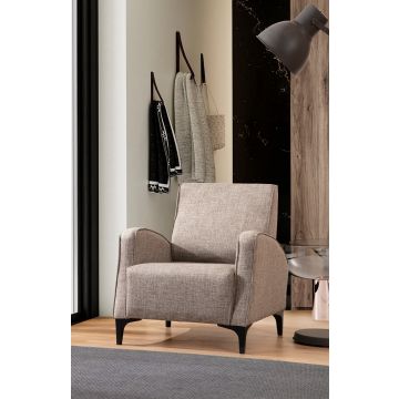 Atelier Del Sofa Wing Chair en fauve avec structure en bois de hêtre et tissu polyester