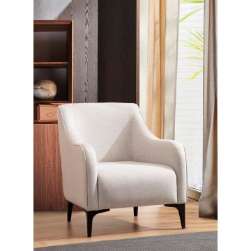 Atelier Del Sofa Wing Chair | Structure en bois de hêtre | Tissu 100% polyester | Blanc cassé | 2 coussins