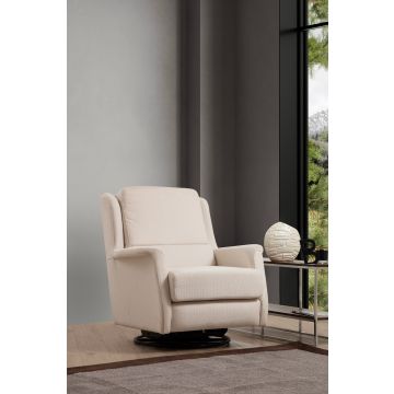 Atelier Del Sofa Wing Chair, bois de hêtre/panneau, tissu polyester, blanc