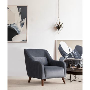 Atelier Del Sofa Wing Chair - Bois de hêtre/100% Polyester - Stylish Dark Grey