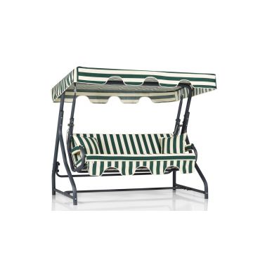 Triple Swing Chair by Woody Fashion - Structure en métal, tissu polyester, 2 coussins, capacité 240kg