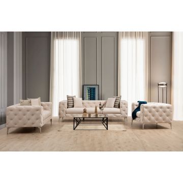 Del Sofa Wing Chair | Structure en bois de hêtre | 100% Polyester | 108 cm de largeur | Couleur Ecru