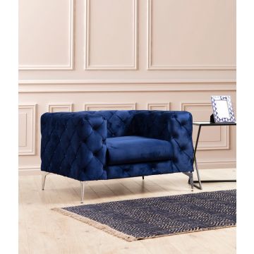 Del Sofa Wing Chair | Bois de hêtre | 100% Polyester | Bleu marine