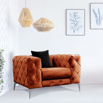 Atelier Del Sofa Wing Chair | Structure en bois de hêtre | Tissu 100% polyester | Couleur orange | 108cm x 70cm x 90cm