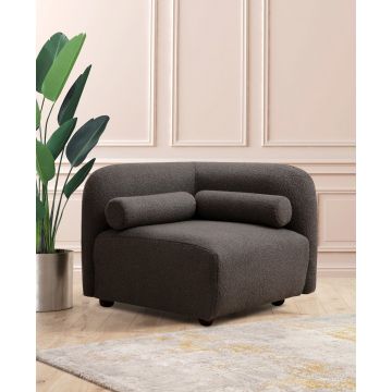 Atelier Del Sofa Wing Chair | Structure en bois de hêtre, tissu 100% polyester, pieds en noyer | Couleur gris foncé
