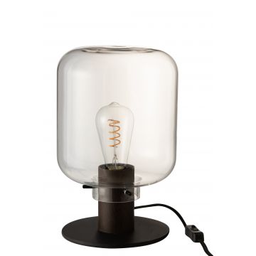 Lampe table kiyu verre/acier transparant/noir