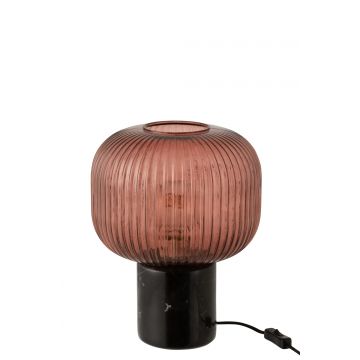 Lampe table yufo verre/marbre rouge/noir