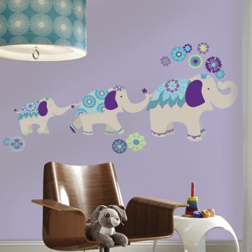 RoomMates stickers muraux - Waverly Éléphant (bleu/violet)