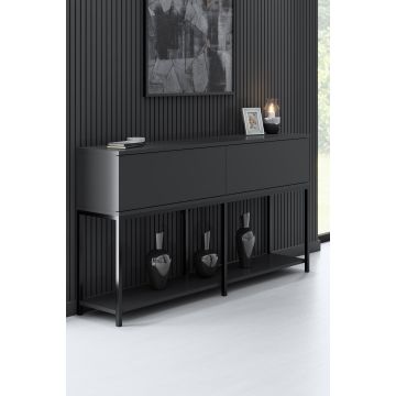 Table console moderne en noir anthracite, épaisseur 18 mm
