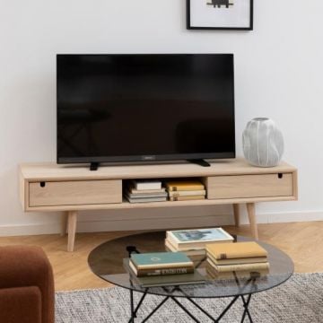 Meuble TV Cedro 160cm, 2 portes - chêne blanc