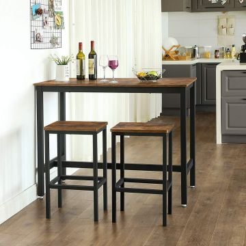 Ensembe table et 2 tabourets de bar Isolde 120x60 - brun/noir