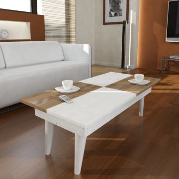 ArtWooden Table basse | 100% mélaminé | Epaisseur 18mm | 90x30x44cm | Noyer blanc