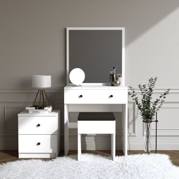 Table de maquillage avec chaise et petite armoire Marylin-blanc