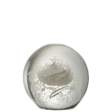 Presse papier bubbel glas zilver extralarge