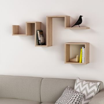 Woody Fashion Wall Shelf | 100% Melamine Coated | Oak | 116x45x20 cm