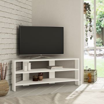 Meuble TV d'angle moderne blanc | Woody Fashion | Revêtement 100% mélamine