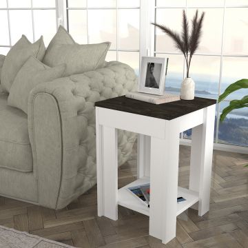 Tera Home Table d'appoint | 18mm | 40cm x 56cm | Blanc/Marron foncé