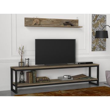 Tera Home Meuble TV - 180cm de largeur | Cadre en métal | Noyer noir