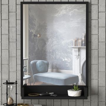Tera Home Miroir décoratif en bois | 18mm d'épaisseur | 45x75 cm | Noir