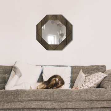 Tera Home Miroir décoratif en bois | 18mm d'épaisseur | 45x45cm | Fixation murale | Noyer