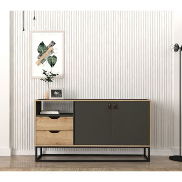 Tera Home Console | 18mm Melamine Coated | Metal Frame | 150x80x35cm | Sapphire Anthracite