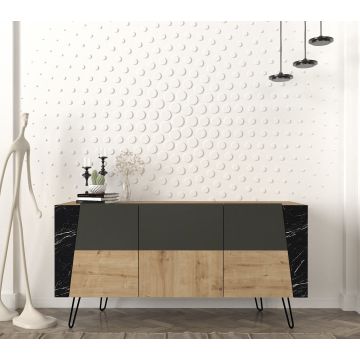 Tera Home Console 150cm Sapphire Black | 18mm Thickness | Metal Legs