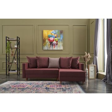 Confort et style : Canapé-lit d'angle | 215cm de largeur | Rouge bordeaux